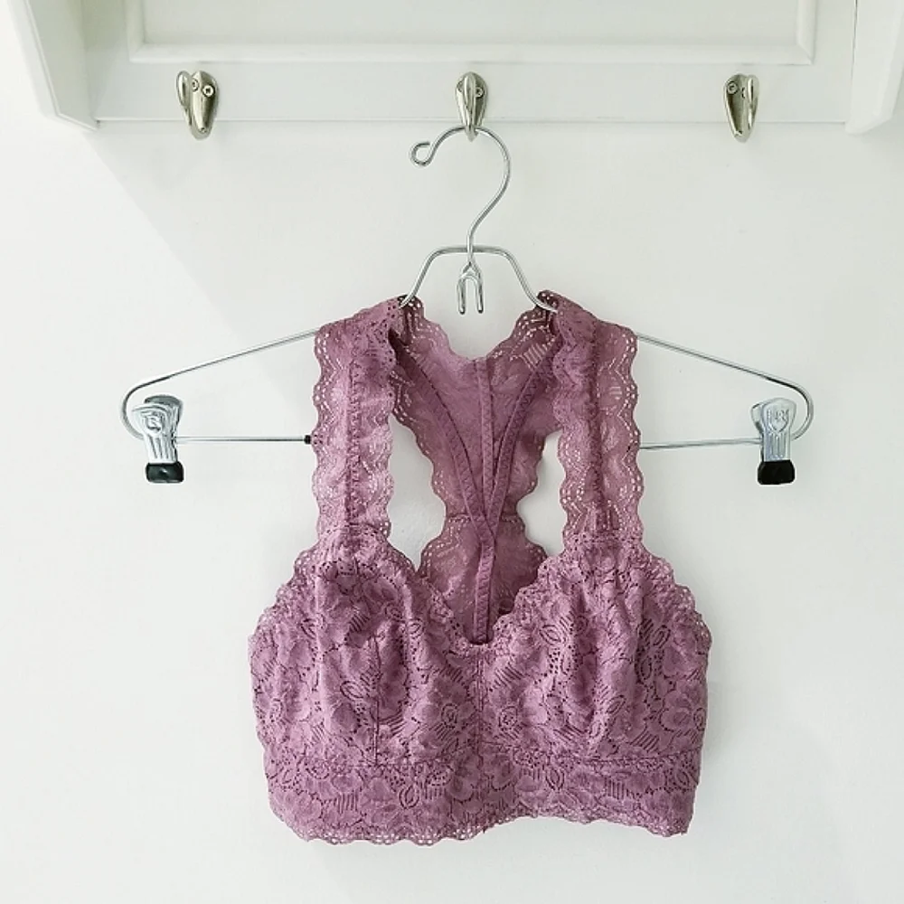 FeLiNa All Lace Racerback Bralette Bordeaux Purple Sz Sm